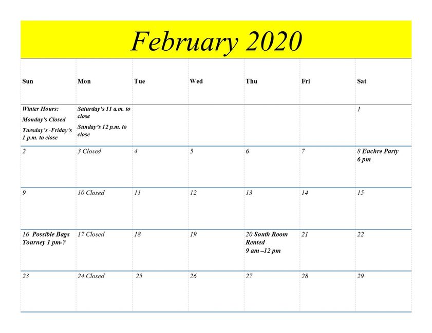 Calendar Holstein Golf Country Club